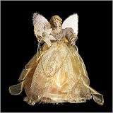 14 Animated Fiber Optic Angel Christmas Tree Topper with Enchanted Gold Dress