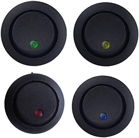 4PCS X RED/BLUE/GREEN/YELLOW Light LED Round Dot Light 12V Car Boat Auto Rocker SPST Toggle Switch