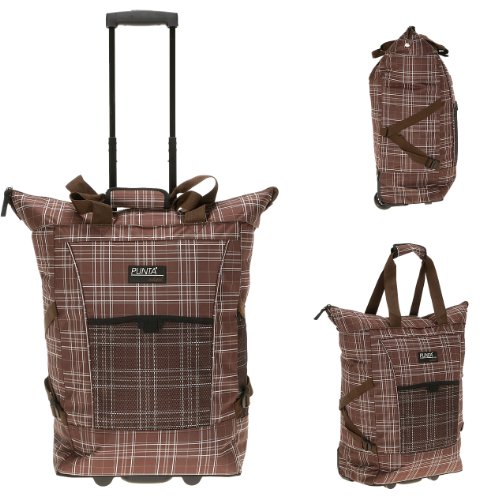 Einkaufstrolley PUNTA CHECK Einkaufstasche Shopper Trolley Einkaufskorb / BRAUN KARO
