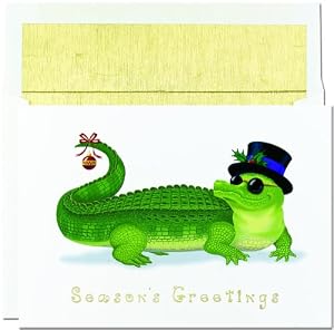 Alligator with Top Hat Holiday Cards -