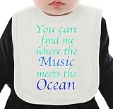 You Can Find Me Where Music Meets Ocean Funny Slogan ネクタイを有する有機ビブ Medium