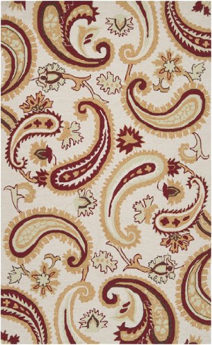 8' x 10' Perky Paisley Chestnut Brown and Tan Hand Hooked Area Throw Rug