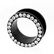 ACRYLIC FLESH TUNNEL G WITH CRYSTALS (WHITE) Gauge: 00 Sold as a Pair