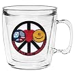 Jewish Peace, Love, Happiness 12 oz Insulated Coffee Mug, Clear