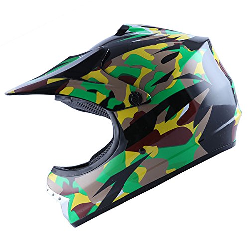 WOW Motocross BMX Youth ATV Dirt Bike Green Camo MX Helmet, L (54-55 CM,21.3/21.7 Inch)