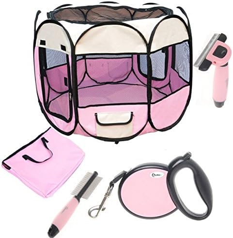 PETRUM® 50" Pet Cat Dog playpen Puppy Kennel w/ Carry Bag with free dog leash and dog combs