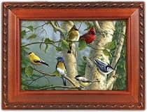 Birds Of A Feather Cottage Garden Woodgrain Traditional Music Box Plays Emperors Waltz