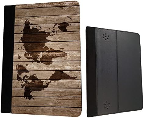 Amazon Kindle Fire HD 7'' 2nd generation 2013 Vintage Wood Design Look Vintage World Map Designer Trend Wallet Case Flip Book Style Cover