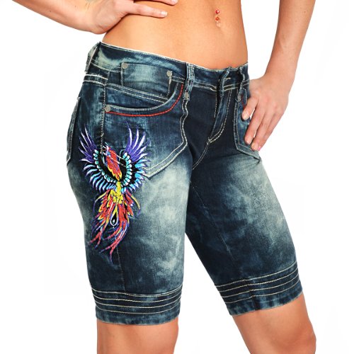 Ed Hardy Womens Bermuda Denim Shorts - DarkWash Vintage