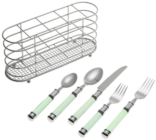 Cambridge Silversmiths Cellar Green Flatware Set With Caddy, 20-Piece