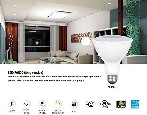 Yankon PAR30 LED Bulb, Long Neck 13.5W (75W Equivalent), 3000K, Warm White Light Dimmable
