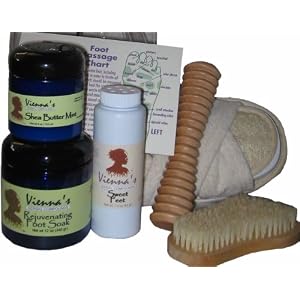 Luxury Reviving Foot Care Aromatherapy Spa Gift Basket - Soften, Invigorate and Deodorize Tired Feet. 100% Natural Mineral Salts, Quality Botanicals, Pure Anti-fungal, Anti-bacterial Aromatherapy and Fine Wooden Accessories for Massage and Comfort. Great Mothers Day Gift! by Vienna's Herbal Compounds