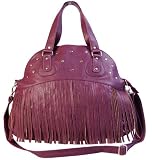 Ladies Purple Tassle Fringe Stud Shoulder Handbag
