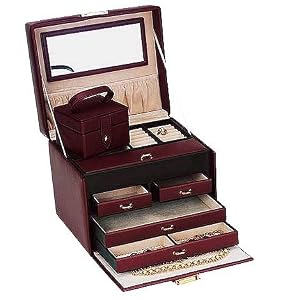 Budd Leather Large 4 Drawer Jewel Box w  Travel Box