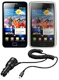 SAMSUNG GALAXY S2 i9100 Etui en silicone noir et blanc / COUVERTURE / PEAU AVEC Screen Protector et chargeur de voiture