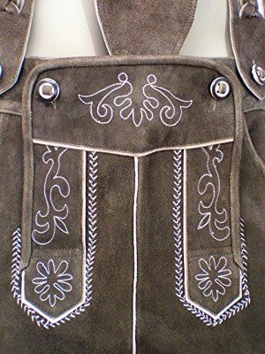 Trachten Lederhose Kniebund Wildbock oliv