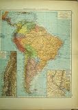 1893 GERMAN MAP SOUTH AMERICA BRAZIL CHILE BUENOS AIRES