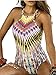 Blooming Jelly Women's One Piece High Cut Halter Backless Criss Cross Monokini Tropical Tribal Print Swimsuit (XXL, Multicoloured)