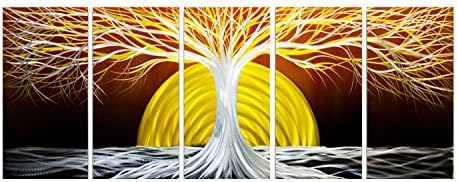 Winter Sunset 5-Panel Set Handmade Metal Wall Art 24" x 59"