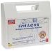 Item #: FAO223U. Bulk First Aid Kit for up to 25 People  Meets OSHA requirements Designed for contractors and vehicles. 18 first aid products, 106 pieces in a durable plastic carry case. Includes: bandages, gauze pads, compresses, eye care products, ointments, wipes, tape, scissors and tweezers. Wall mountable (hardware not included). 8-3/8w x 2-1/2d x 9h. NOTE: This product cannot be returned.. No returns. Customers also search for: ANSI;Bandages;Bulk;FIRST AID;First Aid Kit;First Aid Only;Medical Supplies;Medicine;OSHA;Safety & Security, 092265223973