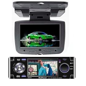 Redpower 995DVD In Dash Car DVD CD MP3 MP4 Player With Build-In 3.6" TFT Screen and Motorized Panel & JEJA-7080 7" Widescreen LCD Roof Mount TV/Monitor