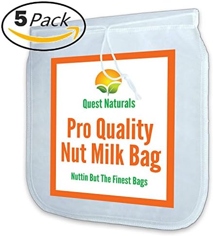 5 Pack - Best Large Nut Milk Bag (12x12) - Fine Mesh Strainer - Cold Brew Coffee Filter - Reusable Cheesecloth - Almond Milk Bag - Yogurt Strainer - Sprouting &amp; Juicing