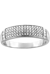 Sterling Silver Micro Pave Cubic Zirconia Men's Wedding Band, 1/4 inch wide, sizes 8 to 14