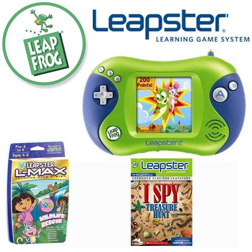 Leapfrog Leapster 2 Green Bundle With Dora Wild Life Rescue And Bonus Game