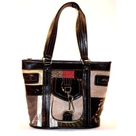 Patchwork Gallery East West Bucket Tote Bag Handbag Purse