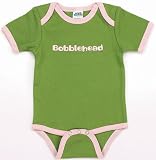 Urban Smalls - Bobblehead onesie in dark lime with sky or pink trim