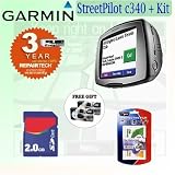 Garmin StreetPilot c340 GPS Navigator + 2 GB Accessory Kit w/3 Year Extneded Warranty