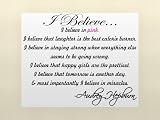 Audrey Hepburn Quote - I Believe in Pink - Multi Color Wall Decal
