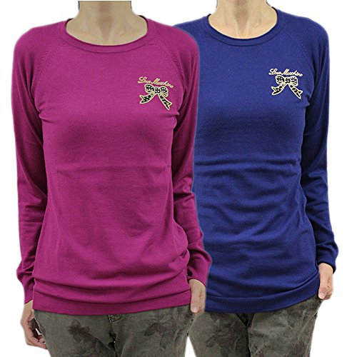 ラブモスキーノ LOVE MOSCHINO 長そで ニット セーター クルーネック リボン ピンク/ブルー (mos_261218)