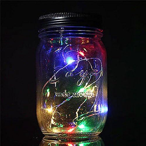 10 LED Solar Power Auto Hanging Glass Jar Lamp Fairy Light for Garden Courtyard Decor Light Garden Patio Wedding Party Lights-Pack of 2 (RGB- 7 Multi Colors)