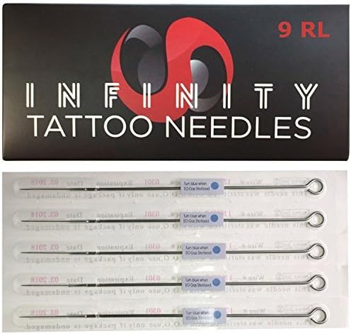 Infinity Tattoo Needles - 50 Pcs - 9RL - Disposable &amp; Sterilized - 9 Round Liner by Infinity Tattoo Needles