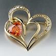 Swarovski Crystal Golden Heart November Birthstone Brooches