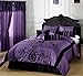 ExceptionalSheets Cozy Beddings 7-Piece Violeta with Black Floral Flocking 104 by 92-Inch Bed in a Bag, King