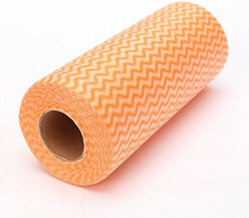 Fashionanna Roll of 50pcs Multipurpose Non-woven Fabric Nonstick Wiping Rags House Cleaning Cloth Kitchen Dish Dishcloth (Orange)