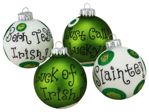 Kurt Adler GG1234 Irish Decorative Glass Balls, 4 Piece Set, 65MM
