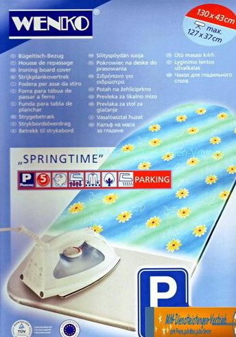 Blitzbuegler, Bügelbrettbezug Parking 130 x 43 cm max Bügelbrettgröße 127 x 37 cm