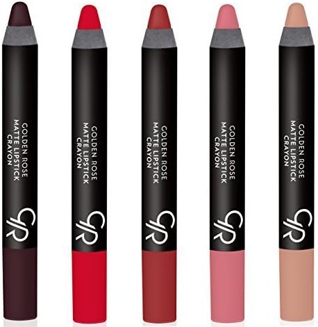 Golden Rose Matte Lipstick Crayon, Set of 5 by GOLDEN ROSE