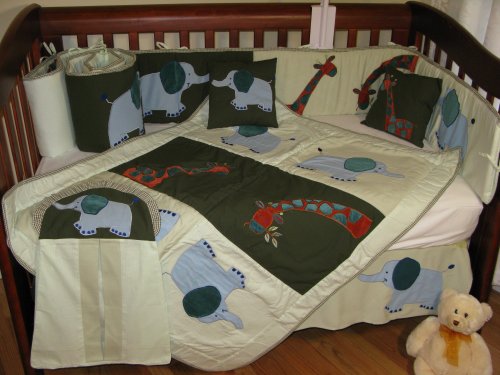 NEW SAFARI BABY INFANT CRIB BEDDING 7p SET BUMPER QUILT