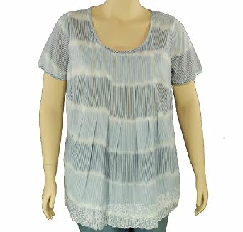 Art&Soul Plus Size Top, Short Sleeve Striped Chambray