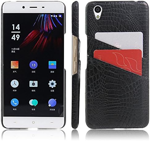 Oneplus X Case, HL Brothers Card Slot Vintage Cases Series, Premium Crocodile Pattern PU Leather Wallet Case Back Cover for Oneplus X 2015 (Card Slot Black)