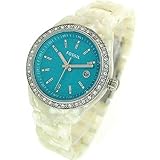 Fossil Women's ES2671 White Plastic Bracelet Aqua Glitz Analog Dial Watch