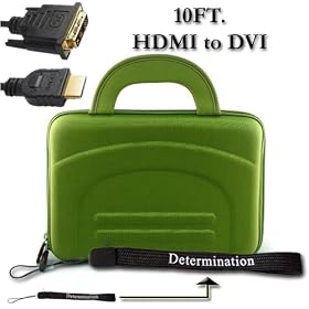 ASUS Eee PC 1000 10-Inch Netbook Deluxe Netbook Eva Green Carrying Case Bag Pouch Cube + DVI to HDMI 10FT Cable + Determination Hand Strap