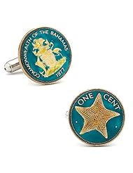 Hand Painted Bahamas Two-Sided One Cent Coin Cufflinks