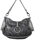 Blue Elegance Python Faux Leather Crystal Studded Handbag