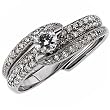 14K White Gold Sleek Style Diamond Engagement Ring Set (Center stone is not included)