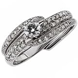 14k White Gold Sleek Style Diamond Engagement Ring Set (Center Stone Is Not Included)